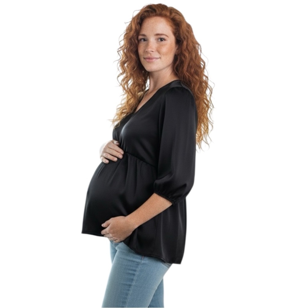 Ingrid & Isabel Maternity Blouse,‎ Keyhole Back, Black, Medium & Small Av…